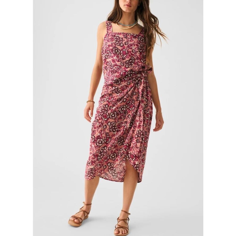 Faherty Pacifica Linen Wrap Skirt –‎ Rose Desert Bloom – XS